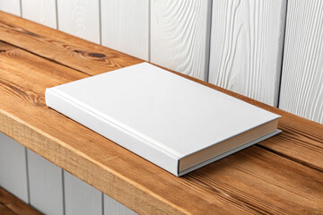 Fototapeta premium Book on a wooden shelf. On a wooden, white background.