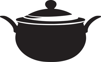 black and white cooking pot logo type silhouette design