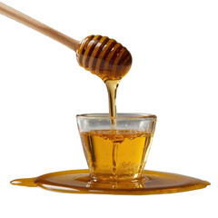 honey dripping from a wooden dipper with transparent background PNG and JPEG image