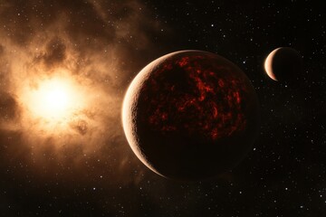 Astronomy in a galaxy concept with planets