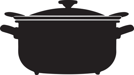 black and white cooking pot logo type silhouette design