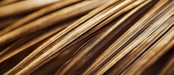 Obraz premium Close-up of dried palm leaves, showing texture and lines.