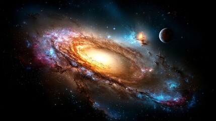 Obraz premium Orange Star in Spiral Galaxy