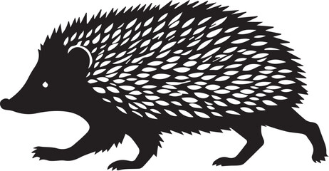 black and white hedgehog logo type silhouette design