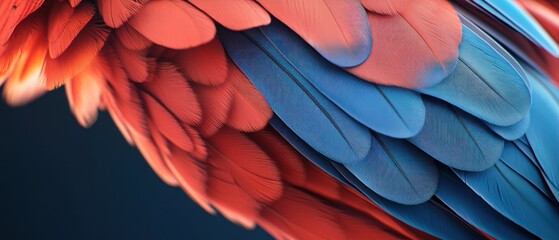Obraz premium Close-up of vibrant red and blue bird feathers.