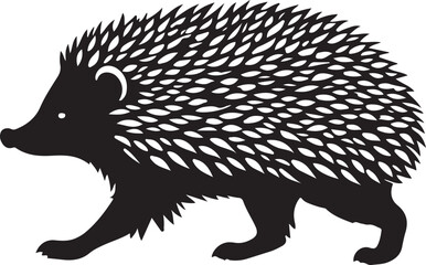 black and white hedgehog logo type silhouette design