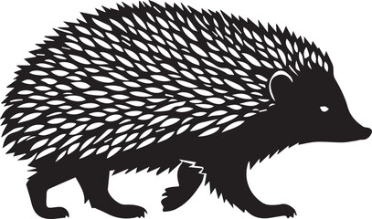 black and white hedgehog logo type silhouette design