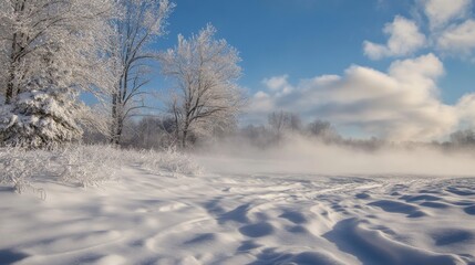 Effect of cold winter wind with snow. White air clouds with snowflakes and ice particles in shape of whirlwind, wave, spray and flow, vector realistic set isolated on transparent background