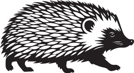 black and white hedgehog logo type silhouette design
