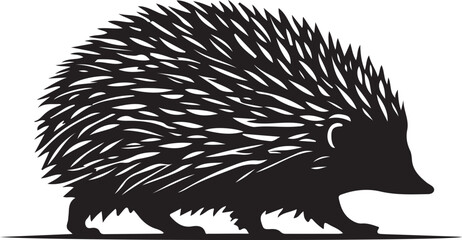 black and white hedgehog logo type silhouette design