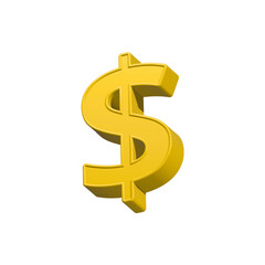 Golden Dollar Currency money icon 3D Render