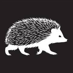black and white hedgehog logo type silhouette design