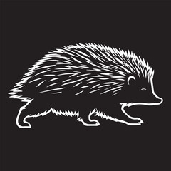 black and white hedgehog logo type silhouette design