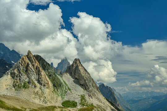 Drone view of Pyramides Calcaires in Italy under cloudy sky