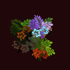 Adoabstract floral psychedelic background stylization of colored chaotic stickers in the form of leaves..be Illustrator Artwork