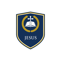 Religious Emblem with Cross and Bible