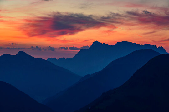 Scenic view of Daniel and Zugspitze mountain from Galtjoch at morning