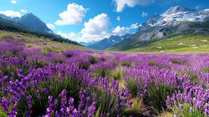Naklejka premium Vibrant Purple Flowers in Mountains