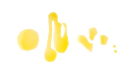Spilled virgin olive oil isolated, oily liquid puddle
