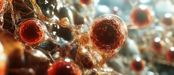 Microscopic view of red cells in a network.