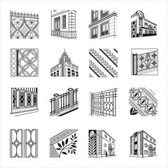 geometric windows and wall ornament vector collection.