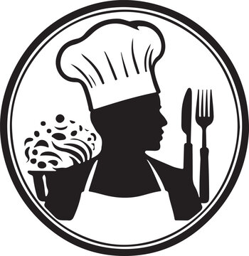 black and wight cheff logo type silhouette design