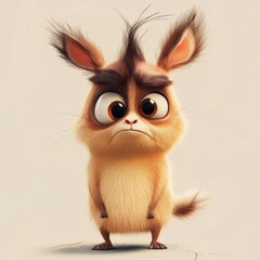 Adorable Cartoon Creature With Brown Fur And Big Eyes