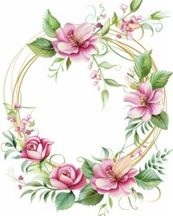 Obraz premium corona de flores de acuarela. tarjeta de invitación