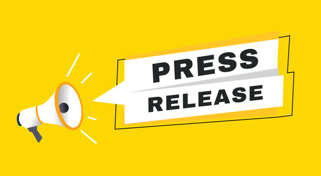 Press release banner announce design graphic element. Poster or marketing sign.