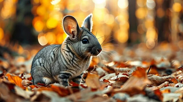 chinchilla sits in nature. Selective focus. nature.
