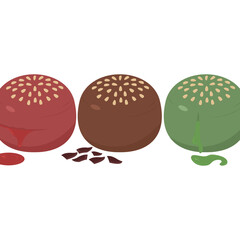 Delicious Mochi with Strawberry and Chocolate Filling: Japanese Food Vector Design