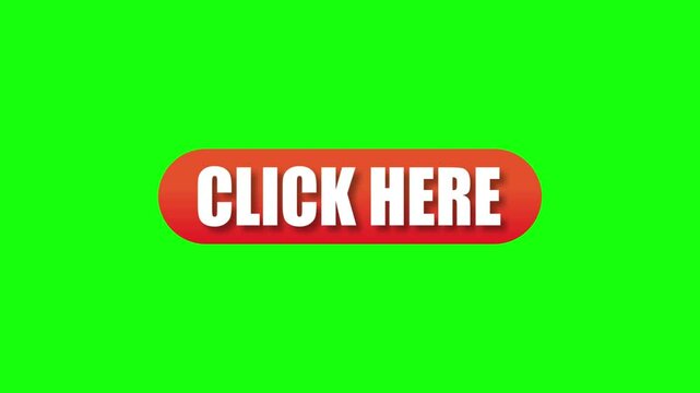 Click here button animation loop video on green screen.