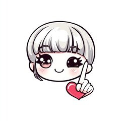 Cartoon Kawaii Chibi style hand making finger heart Isolated on White Background Generative AI 