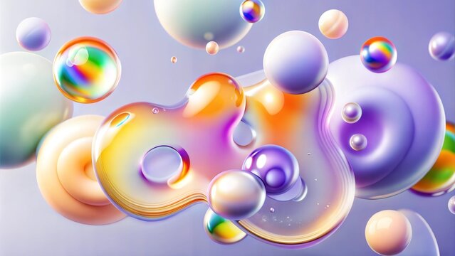 Purple color theme blobs fluid holographic effect background 3d liquid splash rainbow gasoline spill bubble