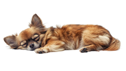 Sleeping chihuahua dog with brown fur, peaceful and relaxed