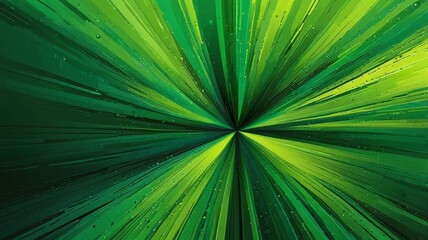 Obraz premium A striking graphic design featuring sharp green lines converging towards a focal point, creating a sense of depth and motion in a vivid visual experience