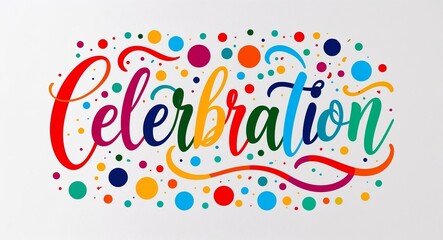 Fototapeta premium celebration colorful calligraphic minimalist lettering art design on plain white background
