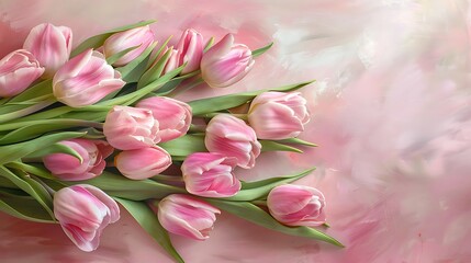 Obraz premium a bouquet of pink tulips