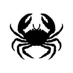 black and white crab silhouette isolated crab on white background