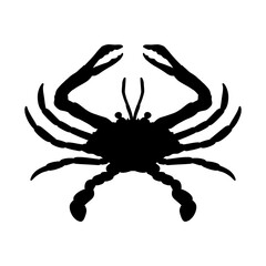black and white crab silhouette isolated crab on white background