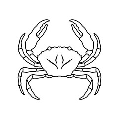 Crabs line art vector illustration. Seafood crab in outline for icon, logo, symbol .