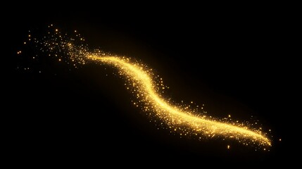 A shimmering golden trail of sparkles on a black background.