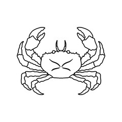 Crabs line art vector illustration. Seafood crab in outline for icon, logo, symbol .