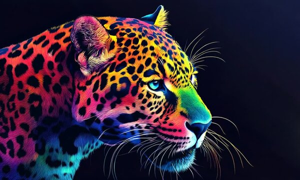 wild jaguar in colorful colors