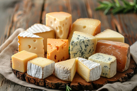 Different types of cheese,.   