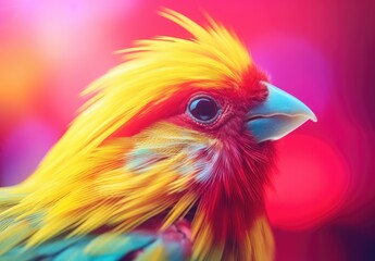 Fototapeta premium Bright canary. Close-up of a canary. Portrait of a beautiful cute bird.