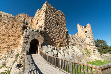 Ajloun, Jordan: The famous Ajloun castle that dates back to the 12th century in northern Jordan near Jerash in the middle east on a sunny day