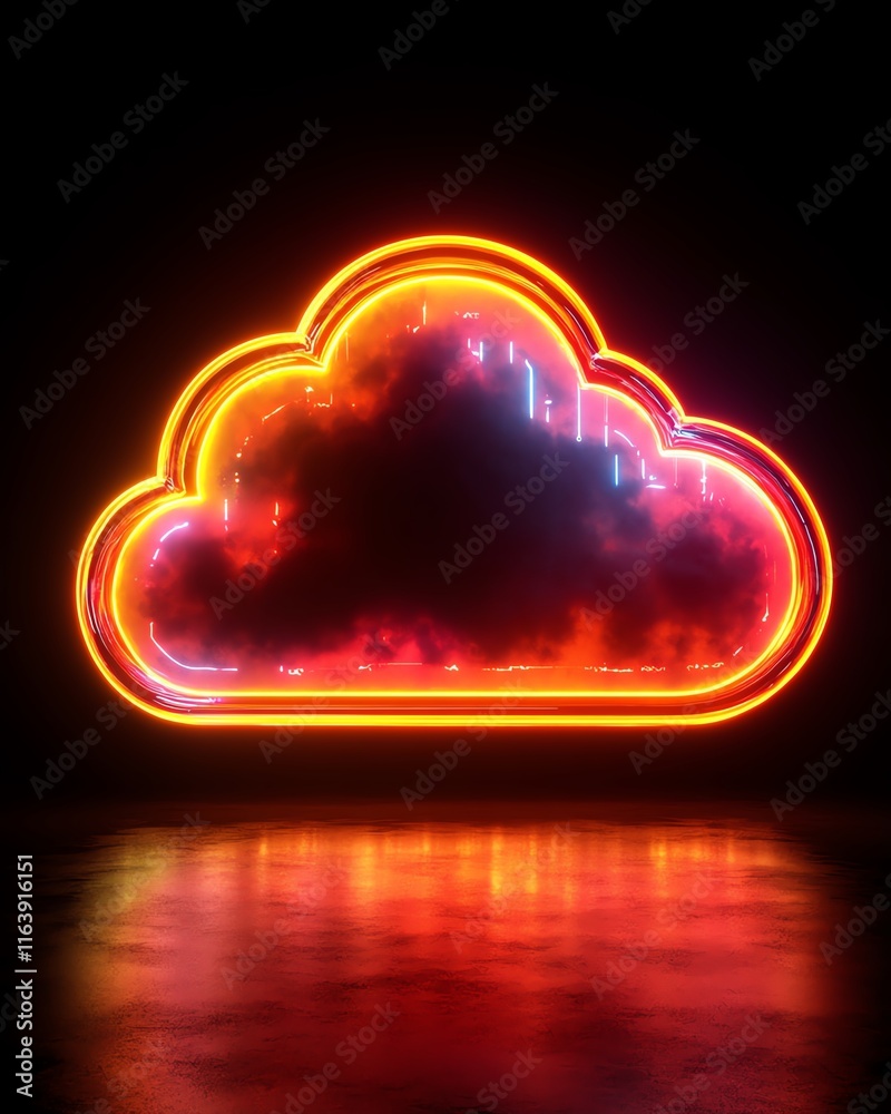 Aufkleber secure cloud storage concept with illuminated data encryption symbols, glowing cybersecurity element