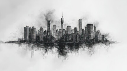 Fototapeta premium Sketchy cityscape; New York City skyline.