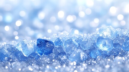 Sparkling Blue Ice Cubes Glisten Beautifully